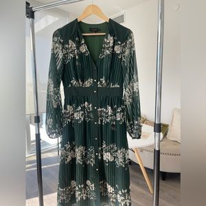 Green Tulle Ted Baker Dress with Floral Pattern